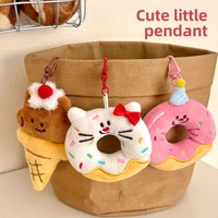Porte-clés en peluche OEM Kawaii, motif alimentaire, super doux, brodé, anti-stress, pour sac à dos, idéal pour anniversaire