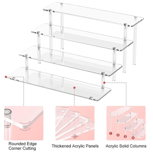 Elevadores de exhibición de acrílico transparente de 4 niveles modernos portátiles, estante multicapa multifunción para <span class=keywords><strong>figuras</strong></span> de cupcakes cosméticos de Perfume - Product Image 2