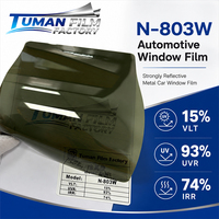 Película para Ventanas de Automóviles Tuman Strong Reflective Dark Metal 15% VLT con 93% UVR 74% IRR, Rechazo de Calor, Privacidad, Rollo