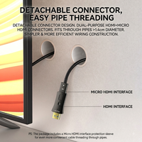 Cable VegGieg Desmontable Micro HDMI a HDMI 2.0 Estándar, Cable de Fibra Óptica Activa AOC 4K 60Hz para Enrutamiento en Conductos