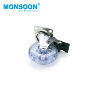 Roulettes pivotantes silencieuses pour meubles, roulettes transparentes en PU avec frein pour chaise de bureau - Product Image 3