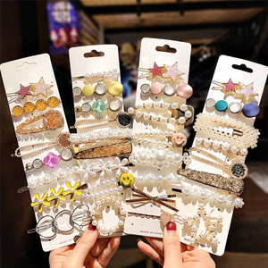 Lot de Barrette à Cheveux Cœur avec Perles et <span class=keywords><strong>Cristal</strong></span>, Styles Coréens Variés, Accessoires pour Femme en Gros - Product Image 2