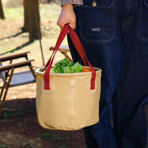 Seau à eau pliable portable 28L en PVC enduit, pliable, pour le camping en plein air, la pêche, le lavage, seau multi-usages - Product Image 3