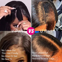 Perruque V-part pas chère, perruque U-part blonde, sans colle, sans lissage, cheveux humains sans colle pour femmes noires, 150% 180% 250%