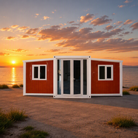 Maison conteneur extensible de 20 pieds, 2 chambres, 1 salon, bureau mobile, résidence commerciale temporaire, villas en acier