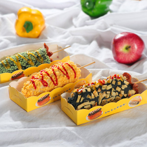 OEM Custom paper packaging hot dog tray takeaway food container box for packing corn dog