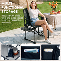 Chaise de directeur robuste pour l'extérieur, chaise pliante portable pour le camping avec poche latérale pour pelouse, sport, pêche, pique-nique, plage
