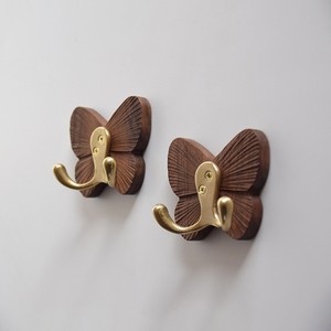 Wooden Butterfly Shape Wall <b>Hook</b> Walnut Solid <b>Wood</b> Self Adhesive <b>Coat</b> <b>Hook</b> For Home Bedroom - Product Image 1