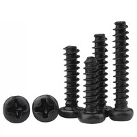 Screws Mini Phillips kepala panci ekor datar sekrup silang bulat kepala ujung datar baut kecil berlapis seng/hitam