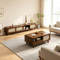 Meuble TV Rosegia en bois massif de noyer, style Shaker, simple et moderne, facile à assembler, pour salon, usage domestique, sur pied, écologique