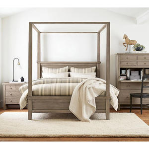 Juego de Muebles de Dormitorio King Size, Cama con Dosel de Madera, Estilo Francés de Alta Calidad, Lujoso y Antiguo, 1 Pieza, Panel Moderno - Product Image 5