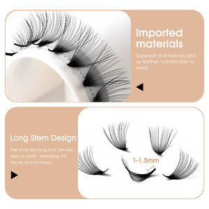 Personalizado con logotipo 6D-20D Base afilada Ventiladores prefabricados Extensiones de pestañas Todos los tamaños Fácil injerto Pestañas sueltas tenues - Product Image 5