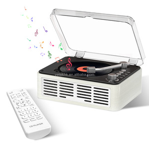 Lecteur CD portable avec haut-parleurs Bluetooth, lecteur CD rétro nostalgique portable pour la maison, lecteur de musique en bois, radio FM et télécommande - Product Image 1