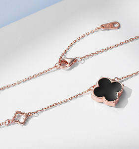 ALICE S925 שרשרת כסף סטרלינג שרשרת זירקון שרשרת קלאסית עם ארבעה עלים תלתן ליידי - Product Image 1