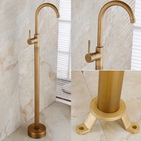 Robinet de bain en laiton Antique, support de sol simple en cuivre, robinet mitigeur de baignoire et de douche