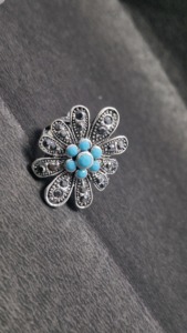 Turquoise Gemstone Sterling Silver Flower Ring Elegant Womens Jewelry Gift - Product Image 6