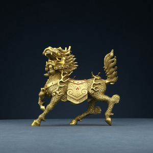 Brass Qilin Figurine Copper Craft <b>Desk</b> Decoration Feng Shui Office Gift - Product Image 2