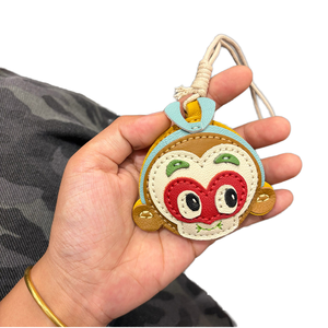 Handmade Gift Mini Handbag Seahorse Genuine Leather Light <b>Keychain</b> Embossing Printing High Quality Charm - Product Image 1