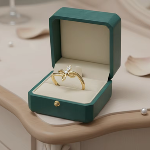 Bague élégante pour femme en or 14 carats et diamants naturels taille brillant rond, motif floral |   Plaqué or 0,05 carats - Product Image 5