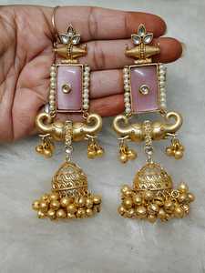 Pendientes de gota contemporáneos chapados en oro para mujer, conjunto de joyería de latón, ropa de oficina informal y étnica, joyería al por mayor de estilo indio - Product Image 2