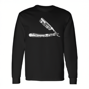Barber's <b>Straight</b> <b>Edge</b> <b>Razor</b> Icons Barbershop Long Sleeve T-Shirt - Product Image 2