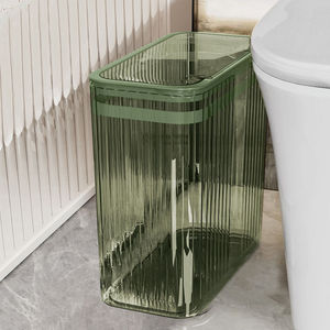 Rectangular Trash Can With Lid Push Button Indoor Bathroom Toilet Kitchen Living Room Bedroom Large Capacity Storage <b>Bin</b> - Product Image 2