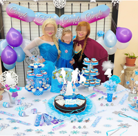Kit de Fête d'Anniversaire Thème Frozen - Bracelets Claquettes, Bagues à Pierres, Pinces à Cheveux, Couronnes de Princesse, Baguettes à Bulles, Autocollants en Plastique Personnalisables