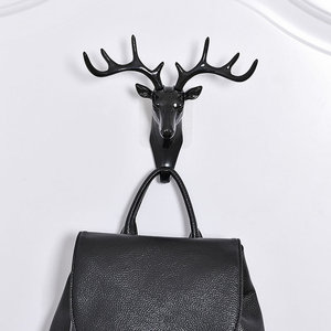 Deer Head <b>Wall</b> <b>Hook</b> Black Double <b>Hook</b> <b>Wall</b> Mounted For <b>Keys</b> Bags Door Or <b>Wall</b> Use - Product Image 1