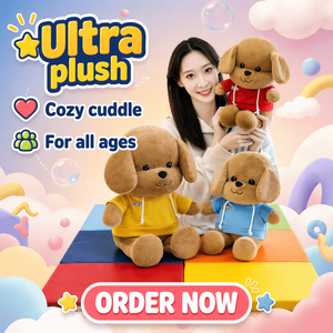 Peluche Originale di Alta Qualità, Morbido e Carino, Mini Cane con Cappuccio Giallo e Blu, con Patch <span class=keywords><strong>Hello</strong></span>, Regalo per le Feste - Product Image 2