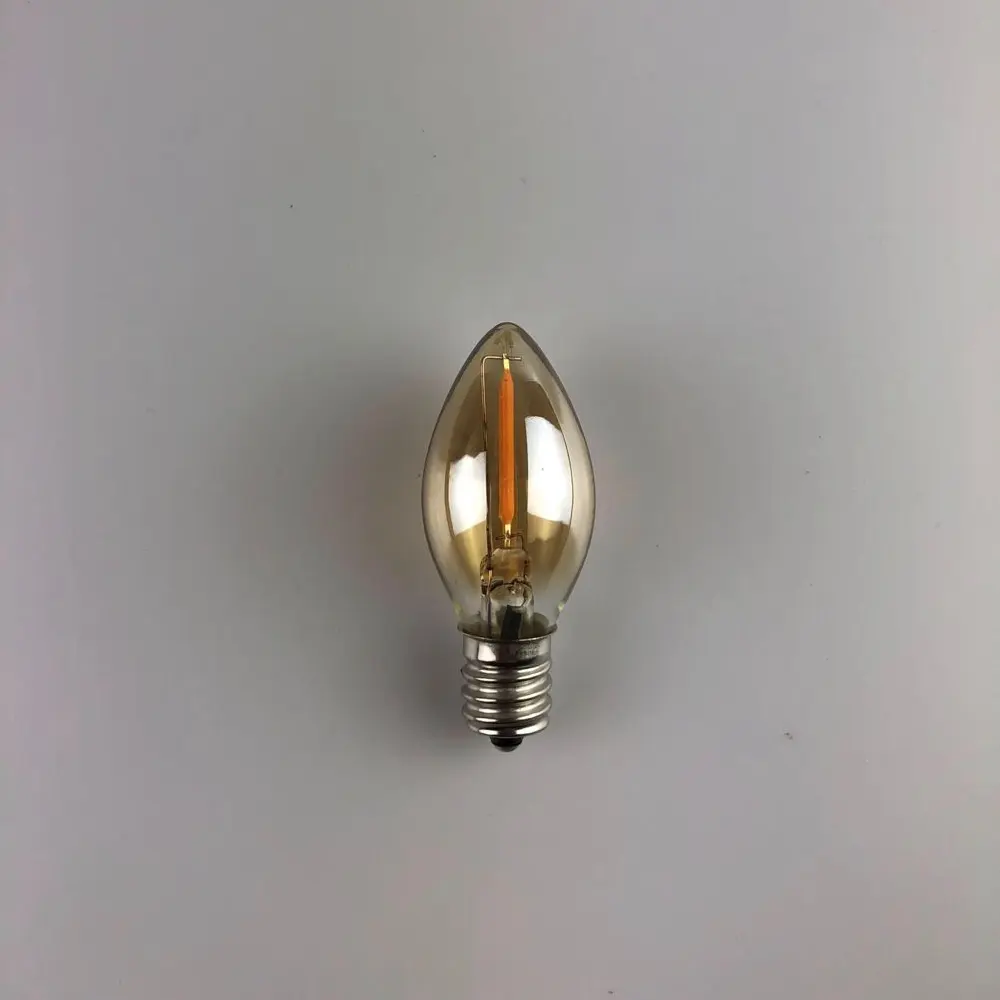 110V LED Night Light Bulbs Amber LED C7 Lamp E12 Candelabra Base Nightlight Replacement Bulb 0.6W 2200K LED Filament Bulb