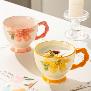 Magnifique <span class=keywords><strong>tasse</strong></span> en céramique avec anse, résistante aux hautes températures, style pastoral, grande capacité, pour le petit-déjeuner, idéale pour les fêtes et les cadeaux de pendaison de crémaillère - Product Image 2