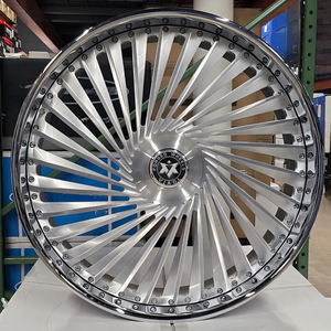Jantes Viaol New 2 pièces en aluminium forgé à profil profond 5x114.3, 20, 22, 24, 26 pouces, chromées, argentées, dorées, brossées, compatibles avec Chevy - Product Image 3