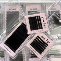 Extension de Cils Personnalisée en Cachemire de Marque Privée Doux Faux Vison noir mat Volume velours Plateau d'extensions de Cils