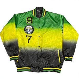 Chaquetas Bomber de Béisbol Samoa para Hombre, Precio de Fábrica, Cierre de Botones, Color Verde, Negro y Amarillo, Chaqueta Varsity para Chicos - Product Image 1