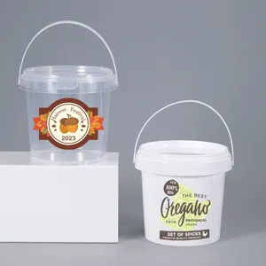 Wholesale 900ml 16oz IML PP Frozen Ice Cream Tub Microwave Buckets Container With Lid And Handle