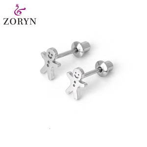 Zoryn 316L StainlessSteel Silver Plated Screw Back Stud Earrings Infinity Symbol Hypoallergenic Smooth Finish Couple <b>BFF</b> Jewelry - Product Image 4