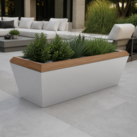 YISHANG OEM Bac à plantes en fer monobloc soudé, finition grain de bois thermolaquée, robuste