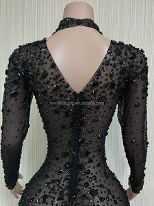 Novance Y2222-DB Nuova Idea di Prodotto 2025 Abito da Sposa <span class=keywords><strong>in</strong></span> <span class=keywords><strong>Pizzo</strong></span> a <span class=keywords><strong>Maniche</strong></span> Lunghe <span class=keywords><strong>con</strong></span> Cristalli Brillanti e Piume per Signore - Product Image 5