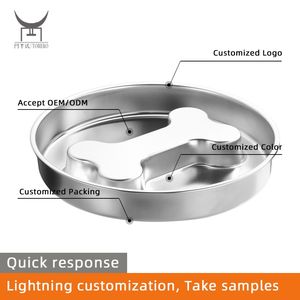 Bol <span class=keywords><strong>de</strong></span> nourriture lente durable en acier inoxydable personnalisé Double face utiliser des collations plateau <span class=keywords><strong>de</strong></span> nourriture bol <span class=keywords><strong>de</strong></span> collation pour chats chiens prévention rapide - Product Image 3