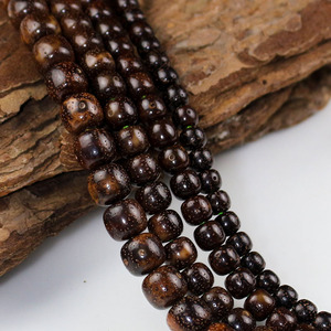 Semillas de Bodhi de Hainan, 108 cuentas, forma de barril, patrón de estrella y luna, joyería religiosa, coleccionable unisex - Product Image 1