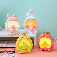 Veilleuse USB en forme de dessin animé mignon pour animaux de compagnie, lampe de table créative pour chambre à coucher, décoration artisanale en résine, éclairage d'ambiance, petit cadeau festif en gros