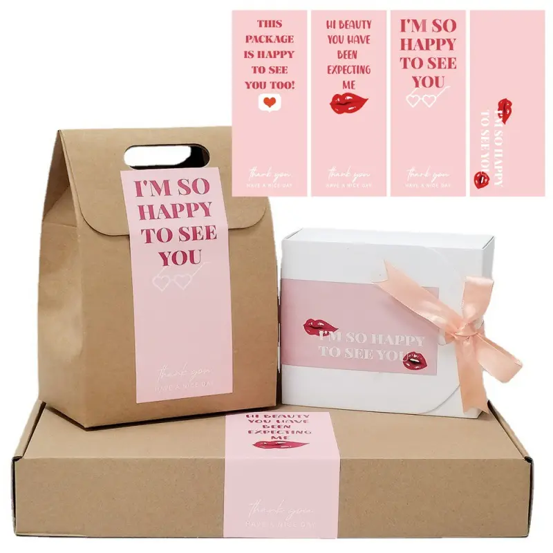 Высококачественные розовые простые наклейки спасибо подарочные коробки запечатывание наклейки упаковка украшение самоклеящаяся этикетка на вынос экспресс