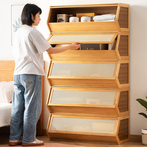 Bamboo <strong>Storage</strong> Cabinet <strong>Chest</strong> Drawers Multi-Layer Shelf Modern Simple Design for Home Bedroom Living Room - Product Image 2