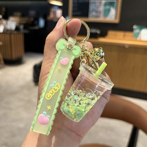Souvenir Night Glow Oil in Flasche Boba Schlüssel bund halter 3D Niedlicher fließender Sand Leuchtende Blase Perle Milch Tee tasse Flüssiger Schlüssel bund - Product Image 6