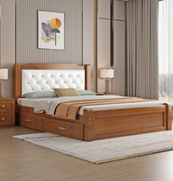Lit Enfant en Bois Massif Capitonnage Souple Luxe Léger, Cadre de Lit en Bois pour Chambre d'Enfant