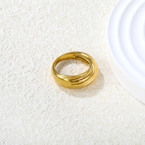แหวนแฟชั่นทรงเรขาคณิตแบบเปิด ชุบทอง 18k ของขวัญเครื่องประดับสำหรับทุกเพศ - Product Image 2