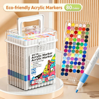 Ensemble de stylos marqueurs acryliques, opaque, superposable, avec paillettes, lavables, pointe pliable, marqueurs à l'eau pour projets artistiques d'enfants