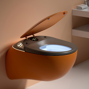 Toilette intelligente murale de couleur orange Chasse automatique intelligente Salle de bain <span class=keywords><strong>Wc</strong></span> <span class=keywords><strong>Oeuf</strong></span> <span class=keywords><strong>suspendu</strong></span> Toilette intelligente - Product Image 2