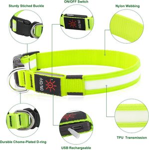 <span class=keywords><strong>Collar</strong></span> Reflectante Luminoso para Mascotas, Personalizado, Impermeable, con Luz Intermitente, Ajustable, Recargable por USB Tipo-C, de Lujo, con LED, para Perros - Product Image 3