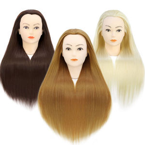 Cabeza de Maniquí Profesional para Entrenamiento de <span class=keywords><strong>Peluquería</strong></span>, Cabello Humano Liso y Ondulado de 53 cm, Modelo para Prácticas de Corte y Trenzado - Product Image 2